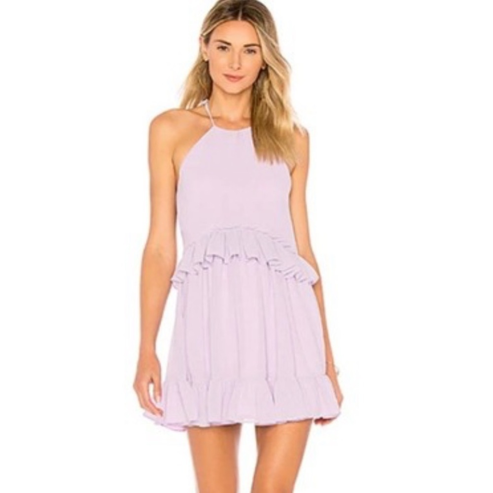 Lovers + Friends Purple Silk Halter Mini Dress